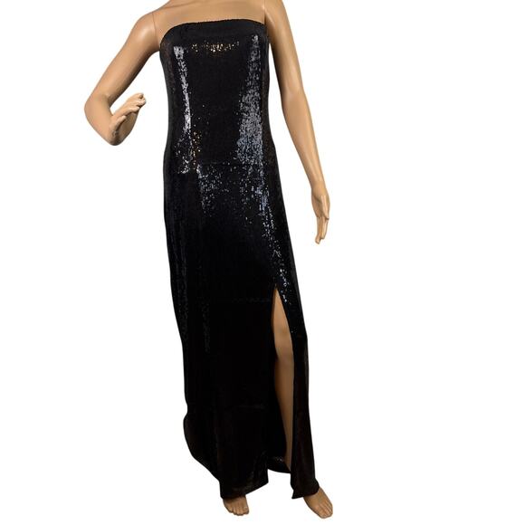 Chelsea 28 Sequined Strapless Column Gown Fully Lined Black Size M NWOT LBD - Picture 1 of 8